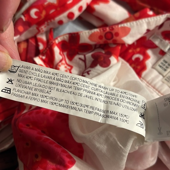 ZARA M cotton bubble hem sash tie mini skirt red pink - Picture 4 of 7